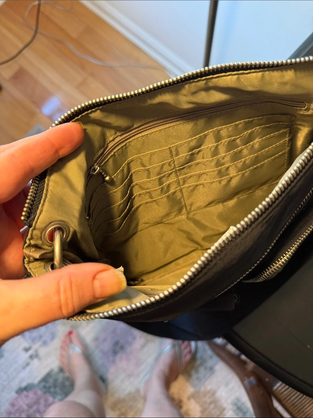 Baggallini Black Crossbody with Front Pockets and Silver Hardware